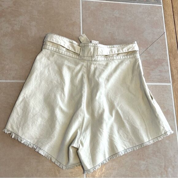 NWOT Free people one Penny high waist tie cream ivory long Raw Hem shorts 6 - Picture 7 of 14